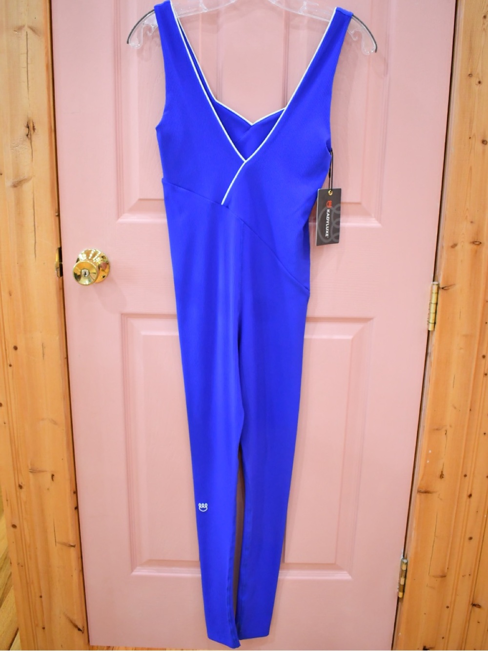 Royal Blue Cross-Front One-Piece Active Bodysuit Pisces Jumper S